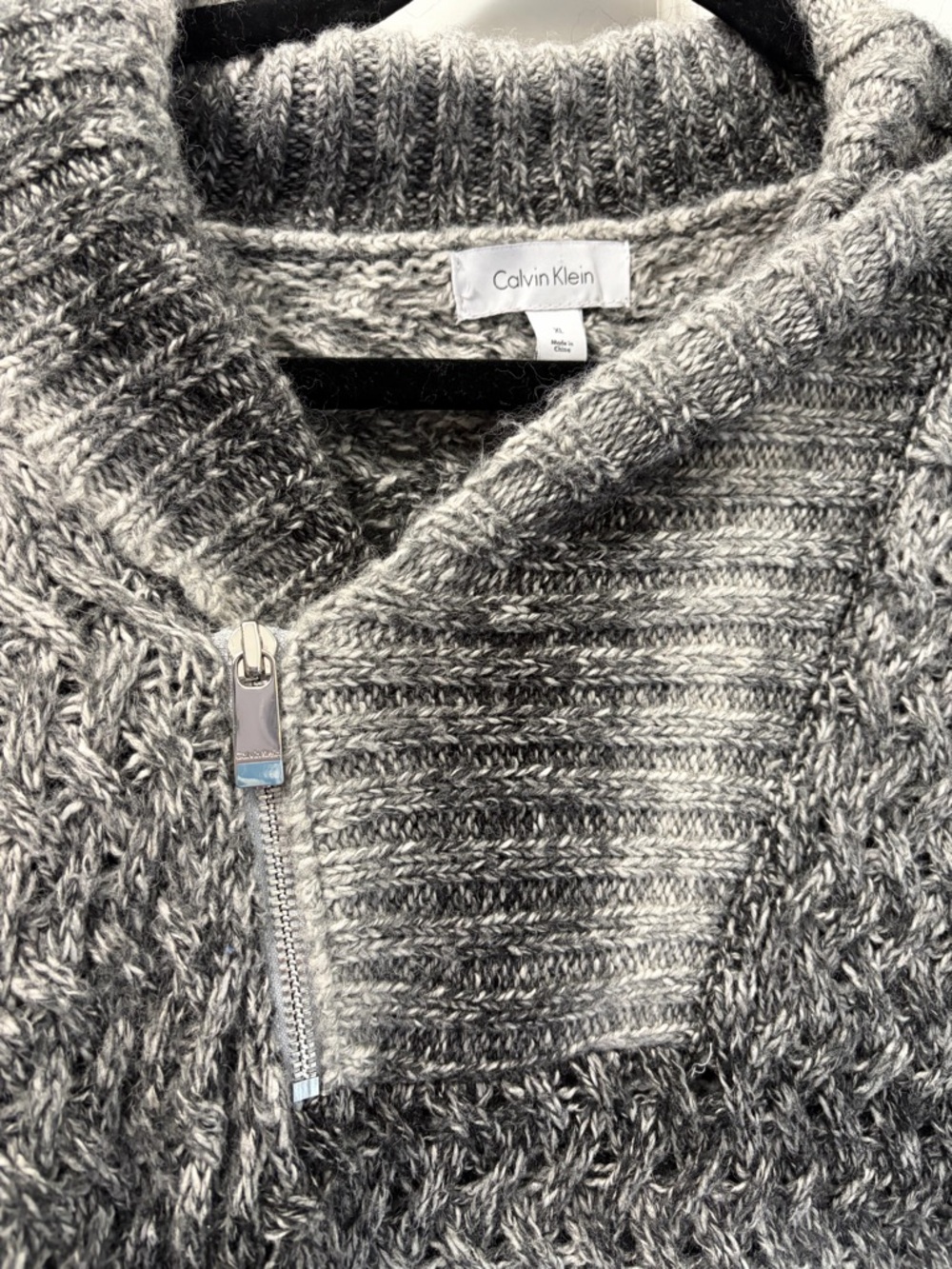 Calvin Klein Gray Ombre Shawl-Collar Zip Cozy Women's Sweater - Picture 4 of 5